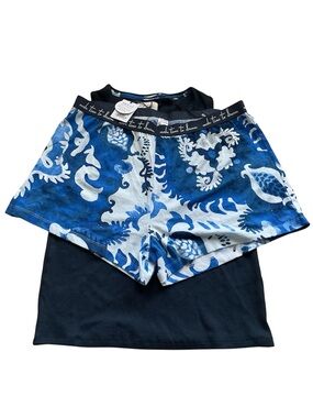 NWT Blue & White Floral Print Cotton PJs, Size US 10, UK 14, EU 42.